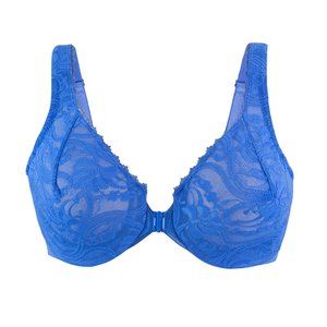 Set of 3! 42B Glamorise WONDERWIRE Bra (FRONT-CLOSE) STRETCH-LACE BLUE NEW